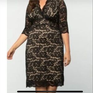 Kiyonna Dress  Black  4X Scalloped Boudoir Lace Style Sexy Cocktail Party Chic